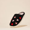 Plush Multi Hearts House Slippers, Women's (6-11): Black-Pink