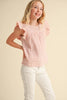 Tween/Teen Girls Flutter Eyelet Crochet Lace Tie Back Top - Blush Pink