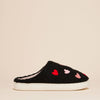 Plush Multi Hearts House Slippers, Women's (6-11): Black-Pink