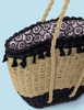 10748 Mayoral Raffia Market Tote Shoulder Bag - Black/Natural