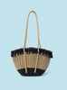 10748 Mayoral Raffia Market Tote Shoulder Bag - Black/Natural