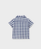 1110 Toddler Boys Sustainable Cotton S/S Button Up Shirt, Check Pattern - Ink Blue