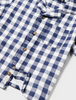 1110 Toddler Boys Sustainable Cotton S/S Button Up Shirt, Check Pattern - Ink Blue
