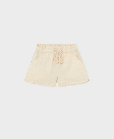 1212 Toddler Girls Cotton Linen Soft Shorts - Natural Chickpea