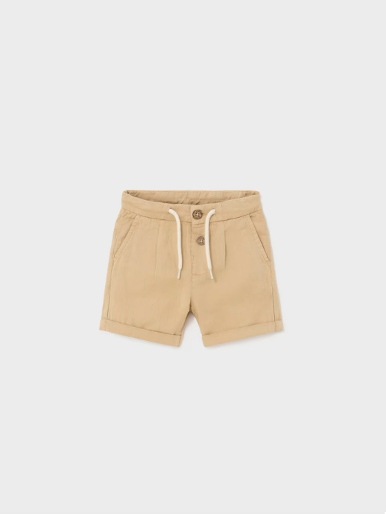  1227 Toddler Boys Linen Shorts, Tan Biscuit