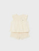 1235 Toddler Girls Sustainable Cotton Guipure Lace TShirt & Shorts Set - Chickpea