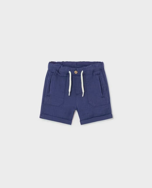 1236 Toddler Boys Sustainable Cotton Bambula Rolled Hem Shorts - Ink