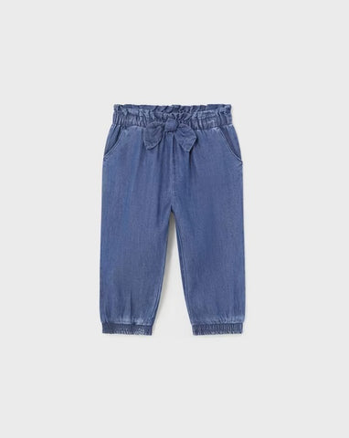 1545 Toddler Girls Sustainable Cotton Soft Denim Jogger Pants - Dark Wash