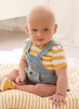 1623 UNISEX Baby Sustainable Cotton Denim Overall & Striped TShirt Set, Yellow Chickie