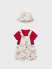  1638 Baby 3PC Overall, TShirt, & Sun Hat Set, Tan Lighthouse - Back
