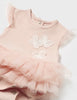 1702 Baby Girl Sustainable Cotton Tulle Tutu 3D Butterfly Bodysuit and Headband Set - Nude Pink