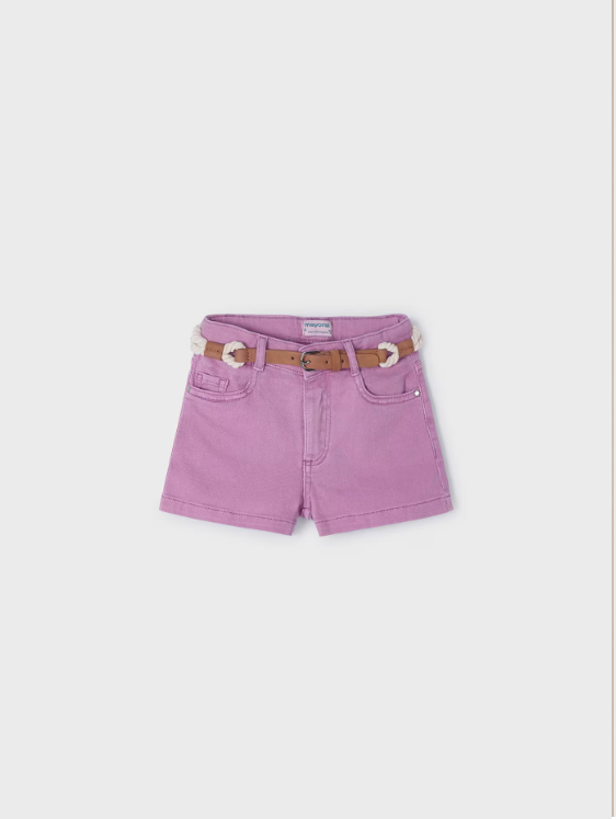  234 Mini Girls Sustainable Cotton Belted Shorts - Orchid Pink