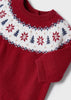 Mayoral Boys Red Knitted Long Sleeved Sweater, Holiday, Decorative Design