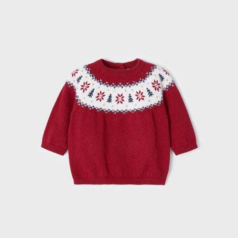 2397 Mayoral Baby Boys Long Sleeved Knitted Red Holiday Sweater