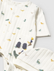 2717 Baby Boy Eco-Cotton L/S Ribbed 3D Dino Footie & Beanie Set - Naturall and Green