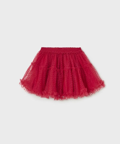 2967 Mayoral Toddler Girls Textured Tulle Skirt - Cherry Red