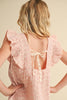 Tween/Teen Girls Flutter Eyelet Crochet Lace Tie Back Top - Blush Pink