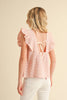 Tween/Teen Girls Flutter Eyelet Crochet Lace Tie Back Top - Blush Pink
