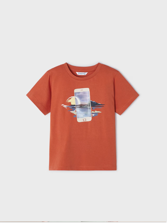 3003 Mini Boys S/S Lenticular TShirt - Cell Phone Ocean, Chili