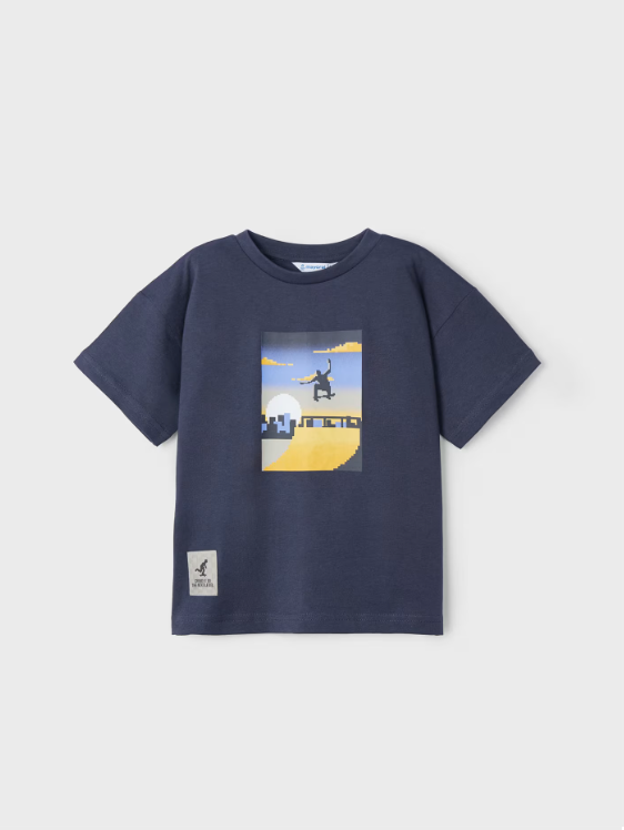  3015 Mini Boys Sustainable Cotton S/S Tshirt - Skateboarder Navy