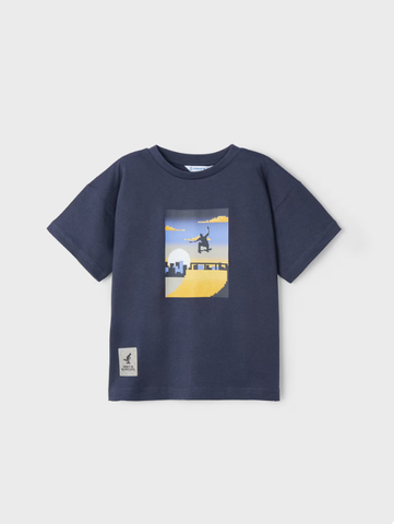 3015 Mini Boys Sustainable Cotton S/S Tshirt - Skateboarder Navy