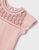 3078 Mini Girls Sustainable Cotton Guipure Lace Capsleeve Tshirt - Nude Pink