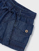 3252 Mini Girls Sustainable Paperbag Tie Waist Soft Denim Cargo Shorts - Dark Wash