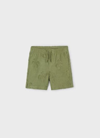 3271 Mini Boys Textured Palm Tree Tone-on-Tone Bermuda Shorts - Iguana Green