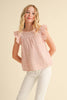 Tween/Teen Girls Flutter Eyelet Crochet Lace Tie Back Top - Blush Pink