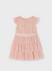 3912 Mini Girls Formal Pleated Tulle Dress - Nude Pink