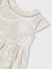 3934 Mini Girls Palm Embroidery Openwork Formal Linen Dress - Natural