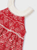 3935 Mini Girls Printed Sundress w/Crochet Crossboy Purse - Grenadine