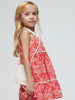 3935 Mini Girls Printed Sundress w/Crochet Crossboy Purse - Grenadine