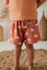 Toddler and Mini Boy's Swim Shorts Recycled Swimwear UPF 50, Crab Sunset