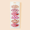 Strawberries and Cherries Set of Snap Clip Hair Clips, 6 PC Set, Beige/Pink/Red