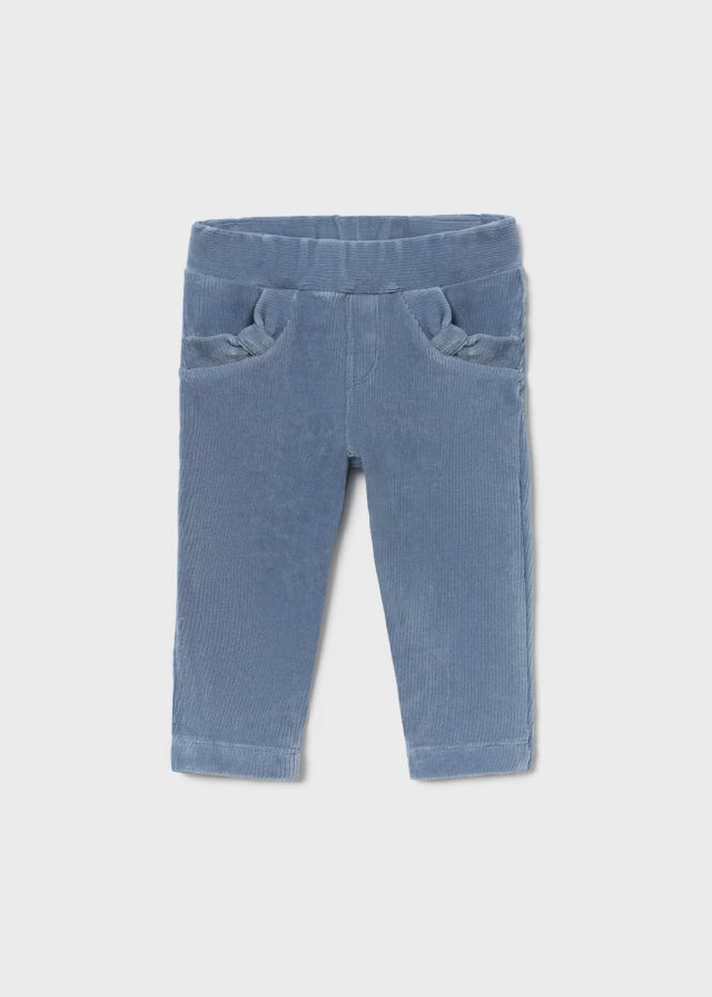 514 Mayoral Girls Corduroy Pants, Indigo, Two Pockets, Front