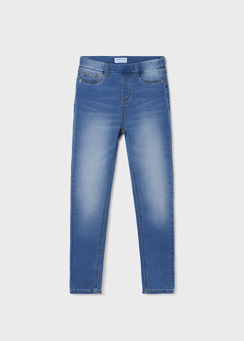 578 Mayoral Tween/Teen Girls Basic Denim Jeans, Pull on Waistband Medium Blue Wash