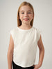 6020 Mayoral Tween/Teen Girls Ruched Shoulder Gold Dot Shirt - Natural