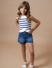 6023 Mayoral Tween/Teen Girls Lenzing Ecovero Viscose Knit Criss Cross Tank Top - Navy Striped