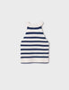 6023 Mayoral Tween/Teen Girls Lenzing Ecovero Viscose Knit Criss Cross Tank Top - Navy Striped