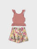 6967 Mayoral Tween/Teen Girls 2PC Cutout Top & Tropical Floral Skirt - Blush Pink