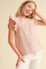 Tween/Teen Girls Flutter Eyelet Crochet Lace Tie Back Top - Blush Pink
