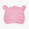 9609 Mayoral Girls Denim Baseball Cap, Embroidered Hearts, Pink