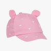 9609 Mayoral Girls Denim Baseball Cap, Embroidered Hearts, Pink