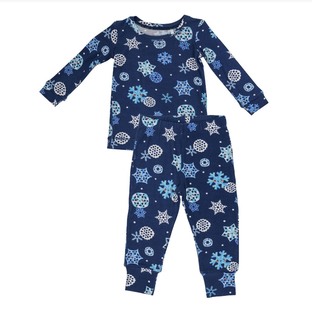 Angel Dear L/S Bamboo 2PC PJ Lounge Set - UNISEX Hanukkah Snowflakes Blue