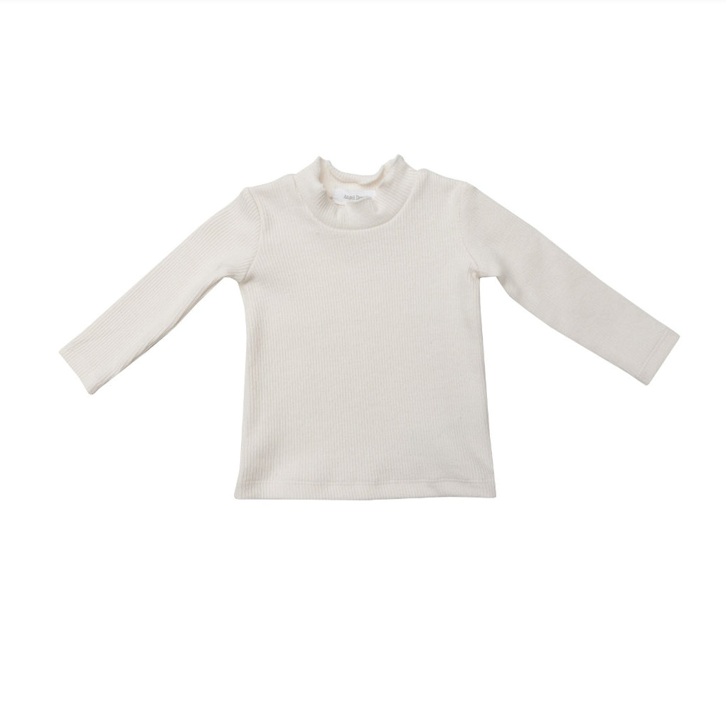 Angel Dear Eco Modal Ribbed L/S Turtleneck - Sugar Swizzle White