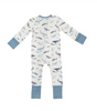 Angel Dear Bamboo L/S Bamboo 2 Way Zipper Convertible Onepiece Romper - Sharks