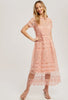 Women's/Junior Crochet Lace Midi Dress, Peach