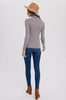 Womens/Junior Essential Ribbed Turtleneck Pullover - Heather Grey