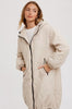 Women's/Junior Long Quilted Hooded Coat - Beige